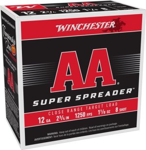 Winchester AA 12GA 2.75" 1-1/8 SPREADER #8 1250FPS 250RD CASE