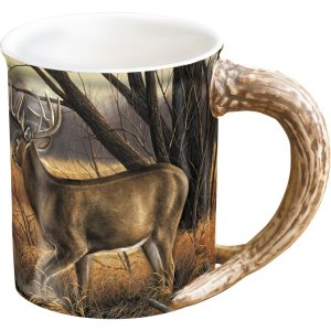 Wild Wings Sculpted Mug 16 oz Abandoned Farmstead Deer Scene