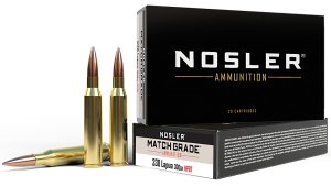 Nosler Match Grade 43136 338 Lapua Magnum 300 Grain Hollow Point 20 Rounds