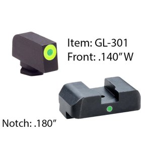 AmeriGlo GL301 i-Dot Night Sight Set Glock Green Tritium Steel Black