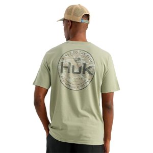 Huk Marlin Circle Short Sleeve Pocket Shirt Seagrass M Mens