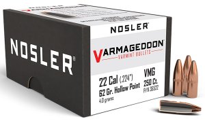 Nosler 36522 Varmageddon Varmint 22 Cal .224 62 gr FBHP 250 Per Box