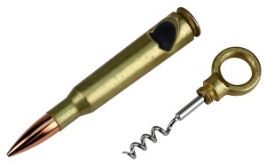 Caliber Gourmet CBG1003 Brass/Copper Cork Screw 50 Caliber Shell Bullet