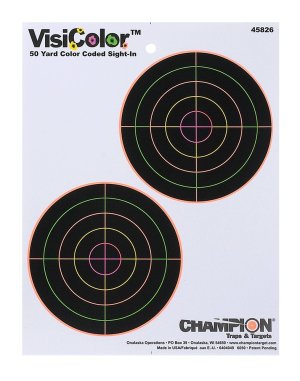Champion Targets 45826 VisiColor 5" Double Bullseye Paper Self-Adhesive 8.50" x 11" Multi-Color 10 Pk.