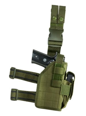 NcStar CVDLHOL2954G Drop Leg Holster Green Right Hand PVC Fits Semi-Auto