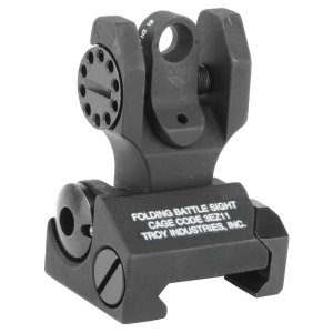Troy SSIGFBSRTBT00 Tritium Rear Folding BattleSight Black Anodized AR-15