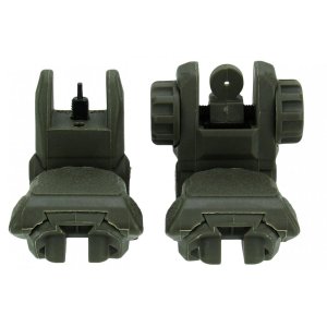 TacFire AR-15 45 Same Plane/Low Profile Pop Up Sights OD Green