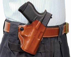DeSantis 019TA21Z0 Mini Scabbard RH OWB Leather Holster 1911 5" Tan