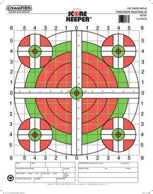 Champion Score Keeper 45796 Sight-In Target Green/Orange 12 Pack