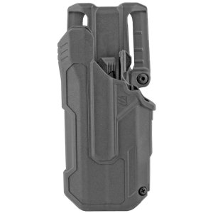 Blackhawk T-Series L2D Duty Holster Left Hand Black Finish Fits Glock 17/22/31 With TLR7 Includes Jacket Slot Belt Loop 44N300BKL