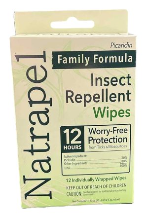 Natrapel 00066095 Repellent Wipes - Repels Ticks & Biting Insects Up to 12 hrs (12 Per)