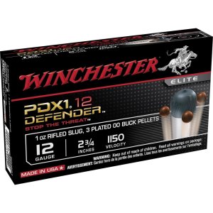 Winchester Ammo S12PDX1 Defender Combo 12 Gauge 2.75" 1 oz 1150 fps Rifled Slug, 3 Plated 00 Buck Pellets Shot 10 Bx/10 Cs