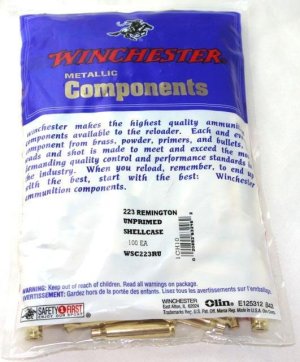 Winchester WSC223RU Unprimed 223 Rem Rifle Shellcases Brass 100-Pack