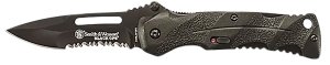 Smith & Wesson Black Ops Folding Knife 3.40" Drop Point Part Serrated 4034 SS Blade Black