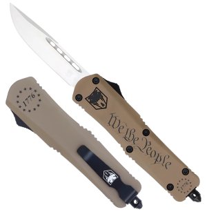 CobraTec SWTPFS3DNS FS-3 OTF Knife 2.75" D2 Blade Tan Aluminum Handle