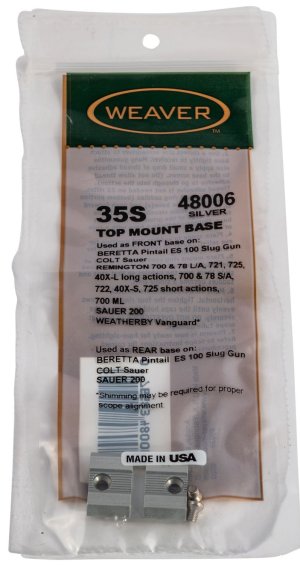 Weaver 48006 Top Mount Base Aluminum Silver for Remington Ruger Weatherby