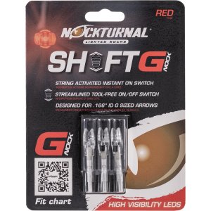 Nockturnal NT-813 Lighted Nocks Red G 3pk, Bowstring-Activated, .166 ID
