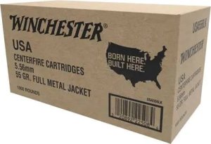 Winchester Ammo WM1931000 USA 5.56x45mm NATO 55 gr 3270 fps Full Metal Jacket (FMJ) 1000rds (Sold by Case)