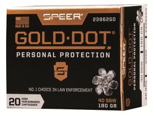 Speer 23962GD Gold Dot 40 S&W 180gr Hollow Point 20 Rounds Box