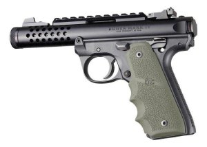 Hogue 79081 Ruger 22/45 MKIV OD Green Rubber Grips Finger Grooves