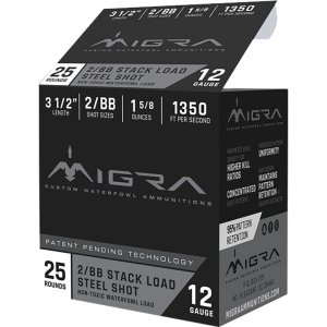 Migra Steel Waterfowl Stacked Shotshells 12 Gauge 3.5in #2/#BB 25 Box