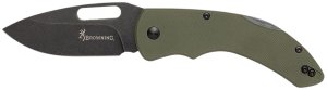 Browning 3220506 Hidden Hollow EDC 3" D2 Steel Folding Knife OD Green Handle