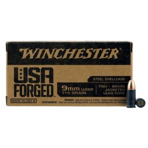 Winchester USA 9mm Luger Steel 115gr FMJ-RN 500rd Case - 9mm Luger, FMJ, 115gr, 500rd