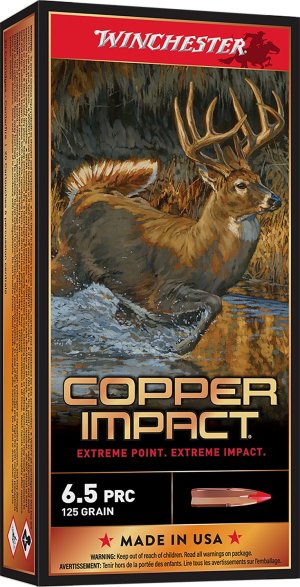 Winchester Ammo X65PCLF Copper Impact 6.5 PRC 125 gr Copper Extreme Point Lead-Free 20 Per Box/ 10 Cs