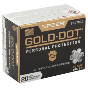 Speer 23970GD Gold Dot 40 S&W 165gr Hollow Point 20 Rounds