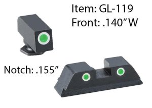 AmeriGlo Classic 3 Dot White Outline Front/Rear Night Sight Set (GL-119)