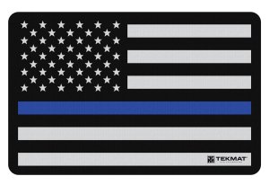 TEKMAT TEKR17POLICE 11x17 In 1/8in Padded Rubber Mat Blue Line Flag