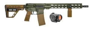 Patriot Ordinance Factory P-15 Base 5.56 30rd 16.5 Barrel OD Green Cerakote FDE Furniture Red Dot Rifle