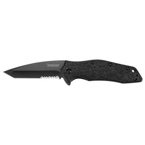 Kershaw Kuro Tanto Knife - Black / Partially Serra