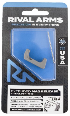 Rival Arms RA72G003D Extended Magazine Release Silver Aluminum Glock 43