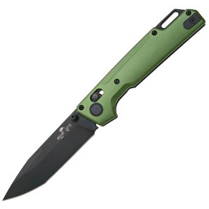 Bear & Son Nekama-I 3.5 In Tanto Blade Black & Bomber Green Aluminum Handle