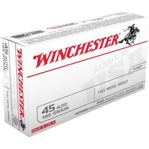 Winchester Ammo USA45A USA Target 45 ACP 185 gr Full Metal Jacket Flat Nose (FMJFN) 50 Per Box/ 10 Cs
