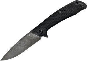 ABKT AB026B 3.5 In Blade Stonewashed, 4.5 In Closed Black G10
