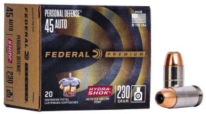 Federal Premium Personal Defense 45 ACP Hydra-Shok Jacketed Hollow Point