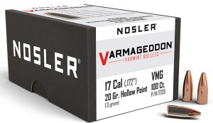 Nosler Varmageddon .17 Caliber .172" 20Gr FBHP 100rd Box Bullets (17205)