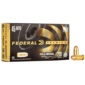 Federal Gold Medal 45 ACP 230 Grain FMJ Match Ammo 50 Round Box (GM45A)