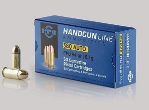 Prvi Partizan PPH380AF 380 ACP 94 Grain FMJ Ammo 50 Rounds
