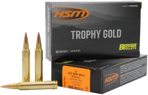HSM Ammunition Trophy Gold .300 Win Mag 185gr VLD Berger