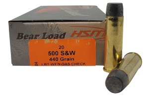 HSM Ammunition Bear 500 S&W 440Gr Wide Flat Nose 20rd Box