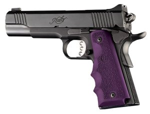 Hogue 45006 OverMolded Grip Purple Rubber with Finger Grooves 1911 Gov't