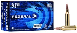 Federal Premium AE24375VP .243 Win 75gr Jacketed Hollow Point 40 Rounds