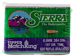 Sierra Bullets Tipped MatchKing .264 6.5mm 107gr HPBT 500ct 7407C