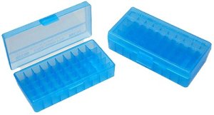 MTM Molded Products P50-45-24 Ammo Box 50 Rounds Clear Blue Polymer