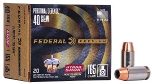 Federal P40HS3 40 S&W 165 Grain Hydra-Shok JHP 20 Rounds per Box