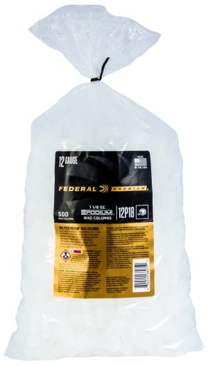Federal 12P18 Podium Wad 12 Gauge 1 1/8oz White Plastic 500 Count