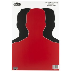 Birchwood Casey Dirty Bird Silhouette III Tagboard Hanging Pistol 12" x 18" Black/Red 8 Per Pkg (35708)